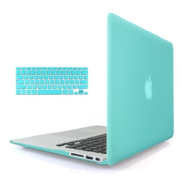 iBenzer - 2 in 1 Soft-Skin Smooth Finish Soft-Touch Plastic Hard Case Cover & Keyboard Cover for Macbook Air 11'' NO CD ROM, Turquoise MMA11TBL 1