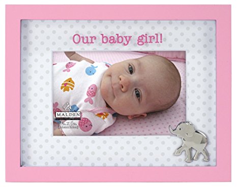 Malden International Designs Memories Our Baby Girl Shadowbox Silkscreened Glass Matted Picture Frame, 4x6, Pink