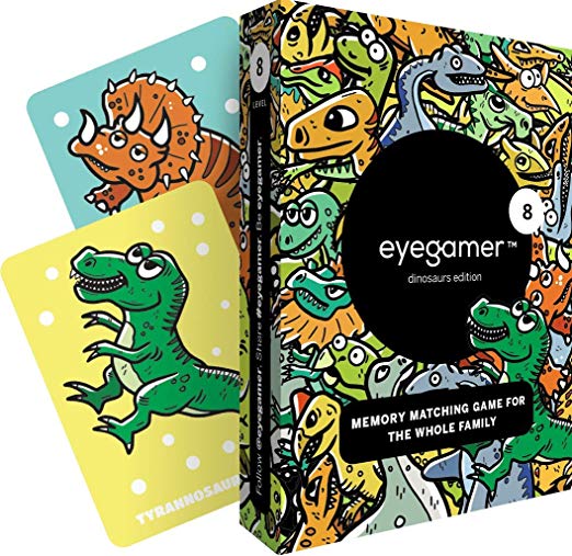 Eyegamer Memory Matching Card Game for Kids and Adults - Dinosaurs - Learn and Improve Memory, Focus and Concentration - Memorize and Match Colorful Cards with Dinos - 52 Cards