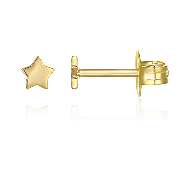 PAVOI 14K Gold Plated Dainty Mini Bar, Heart and Star Stud Earrings