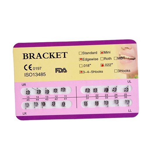 AZDENT® Orthodontic Brackets Monoblock Casting Mini Edgewise Slot 022,345 Hooks