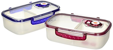Metro Lunch Box 2-compartment Bento Lunch Box Containers (Set of 4) Bpa-free (Vacuum Sealed)