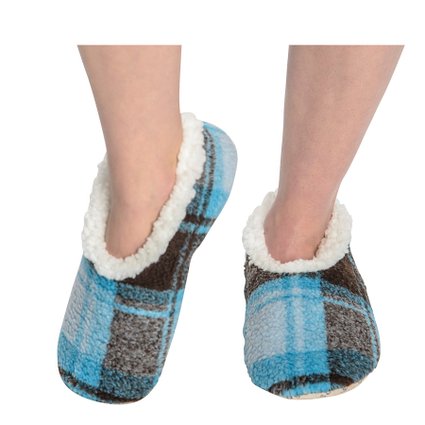 Womens Bold Plaid Knit Slippers with Comfy Cozy Fleece Snoozies
