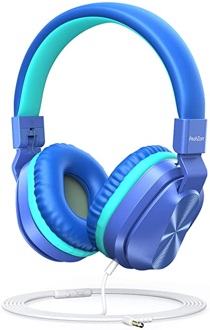 PeohZarr Kids Headphones with Mic, 85dB/94dB Safe Volume Limited On-Ear Headphones for Kids Girls Boys, 3.5mm Jack Stereo Foldable Wired Headphones for Cellphones/Tablet/Kindle/School/Travel