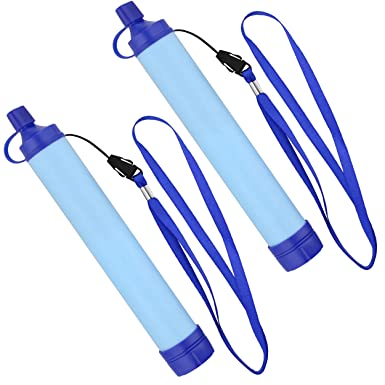 SDS Water Filter Straw 2pk Blue - Water Purifier Survival Outdoor Tool - Portable Water Filter for Streams and Lakes