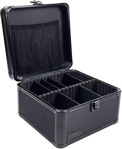 Vaultz Locking Storage Box with Key Lock, Train Case Interior, Tactical Black (VZ01036)