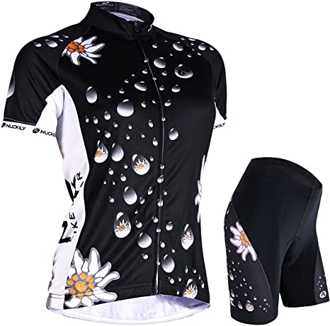 NUCKILY Cycling Jersey Women Short Sleeve Set Bike Shirt Jacket Top Padded Shorts Quick-Dry Mountain Riding Clothing Suits