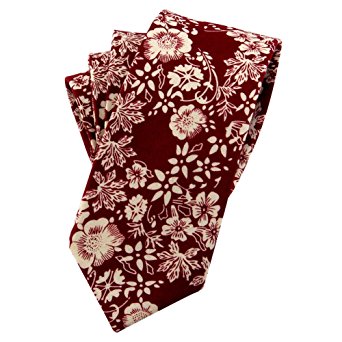 Mantieqingway Skinny Ties Men's Cotton Printed Floral Neck Tie