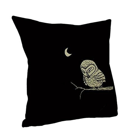 Nunubee Owl Throw Home Decor Pillow Case Cotton Linen Sofa Cushion Cover Style 4