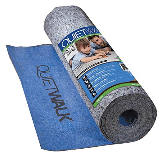 QuietWalk Laminate Flooring Underlayment with Attached Vapor Barrier Offering Superior Sound Reduction, Compression Resistant and Moisture Protection, 100 sq. ft, Blue