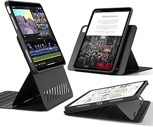 ESR for iPad Air 13 Inch Case M2 (2024), iPad Air 13 Rotating Case with Removable Magnetic Cover, Adjustable Portrait/Landscape Stand with Raised Screen View, 9 Standing Angles, Shift Series, Black