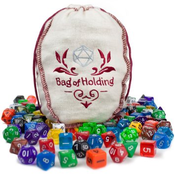 Wiz Dice Bag of Holding 140 Polyhedral Dice in 20 Guaranteed Complete Sets