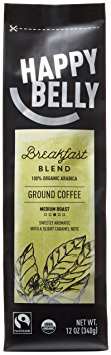 Happy Belly Breakfast Blend Organic Fairtrade Coffee, Medium Roast, Ground, 12 ounce