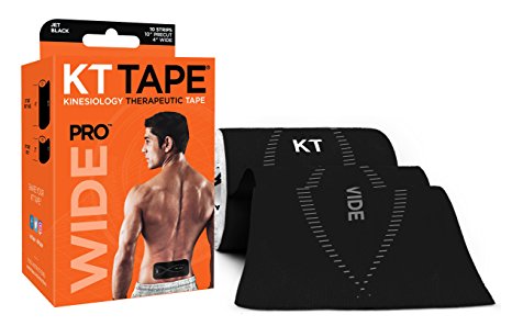 KT TAPE PRO WIDE Kinesiology Sports Tape, 10 Precut 10 Inch Strips, Double Width for Lower Back or Large Muscle Groups, 100% Synthetic, Water Resistant, Breathable