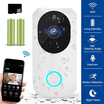 Lesgos Wireless Video Doorbell Camera, 1080P HD WiFi Smart Doorbell Home Security Camera with 32G Card, 2-Way Talk Video, Waterproof Night Vision, PIR Motion Detection, 2 Batteries, App Control