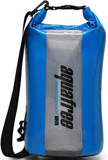 aquafree Waterproof Dry Bag 12L 24L See Through Window Detachable Adjustable Shoulder Strap Roll Top Sack Keeps Gear Dry for All Water Sports Kayaking Boating Rafting Surfing Fishing Camping Beach