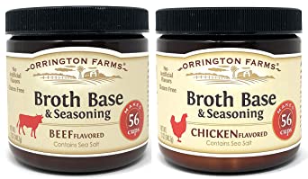 Orrington Farms Beef Broth and Chicken Broth Base 12 Ounce (Pack of 2) - Makes 56 Cups of Each Broth