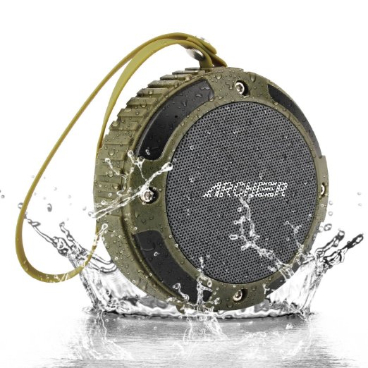 Archeer Waterproof Speaker Portable Outdoor Bluetooth Speaker with Bass, 6 Hour Playtime 5W Driver Green
