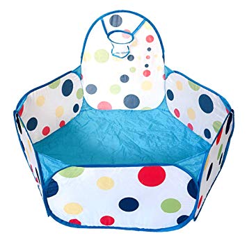 Aeroway® Extra Large Kids Blue Ball Pit Playpen Toddler Play Tent Ball Pool with Mini Basketball Hoop and Zipper Storage Bag,47x47x28(inchs), Balls Not Included …
