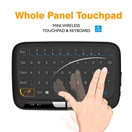 Wireless Mini Keyboard and Mouse Combo, Okela 2.4 2.4GHz Whole Panel Touchpad Handheld Remote for Android TV Box, Windows PC, HTPC, IPTV, Raspberry Pi, XBOX 360, PS3, PS4(Black)