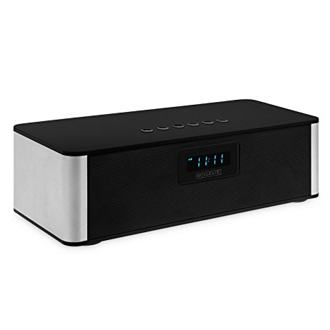Caseflex Multi-Input Wireless Bluetooth Speaker [Powerful HD Sound] with FM Radio Alarm Clock Extra Long Playback With Built In Rechargeable Battery (USB, Micro SD and Aux Inputs) - Black