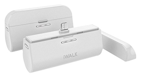 iWALK Link Me 3000mAH Rechargeable Docking Case Friendly Backup Battery for ALL Smartphones and Tablets with Micro USB - White