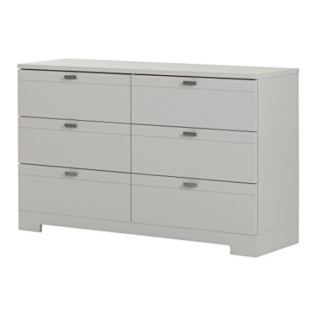 South Shore Reevo 6-Drawer Double Dresser, Soft Gray