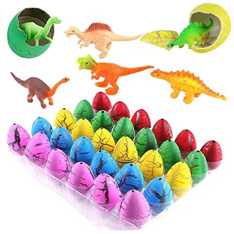 Magic Dinosaur Eggs,ZICA 30 Pcs Cute Hatching Growing Multi Color Crack Dinosaur Eggs with Mini Toy Dinosaur Figures Inside