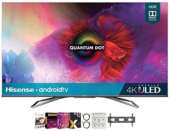 Hisense 55H9G 55-inch H9G Quantum 4K ULED Smart TV (2020) Bundle with Premiere Movies Streaming 2020   30-70 Inch TV Wall Mount   2X HDMI Cable   6-Outlet Surge Adapter