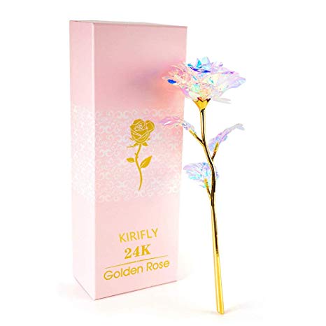 KIRIFLY Artificial Rose Gifts Fake Flowers Roses Presents for Women Plastic Cellophane Flower Birthday Anniversary Engagement Colorful Gifts（Pink