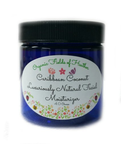 Organic and Natural Facial Moisturizer - NOW 4 Oz Caribbean Coconut Scent - ORGANIC INGREDIENTS - Anti-Aging - For Women or Men - Will not dry out your skin or leave a long lasting oily residue Will heal your damaged skin and naturally reverse early signs of aging Terrific for EVERY skin type Oily Dry Sensitive or Normal - Natural vitamin content NO Sulfates Pthalates Parabens Or Dyes
