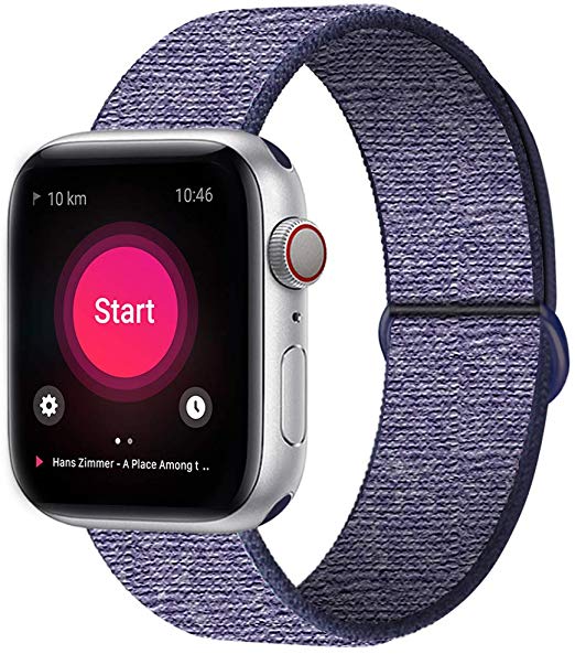 INTENY Sport Band Compatible with Apple Watch 38mm 40mm 42mm 44mm, Soft Lightweight Breathable Nylon Sport Loop, Strap Replacement for iWatch Series 4, Series 3, Series 2, Series 1