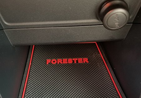 Custom Fit Cup Holder Mats for 2014 2015 2016 2017 2018 Subaru Forester 14-pc Set (Red Trim)