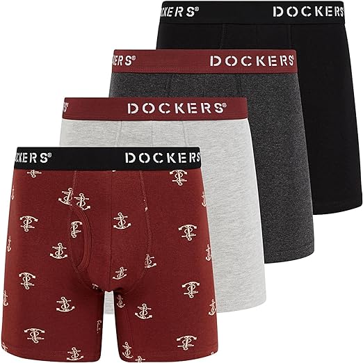 Dockers Mens Underwear Cotton Stretch Boxer Briefs for Men Pack of 4