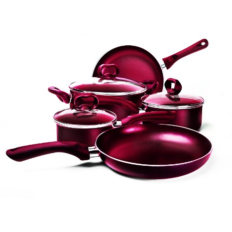 Ecolution EVRE-1208 8-Piece Evolve Non-Stick Cookware Set, Red