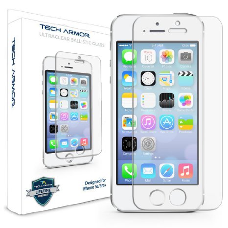 Tech Armor Premium Ballistic Glass Screen Protector for Apple iPhone 5/5C/5S/SE, Pack of 2