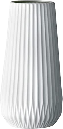 Bloomingville Tall White Ceramic Fluted Vase