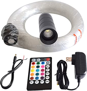LED Fiber Optic Star Ceiling Light Kit for Car or Room 6W RGB with Music Mode Remote Controller 300 Strands 0.75mm/0.03in 2m/6.5ft Star Headliner Kits
