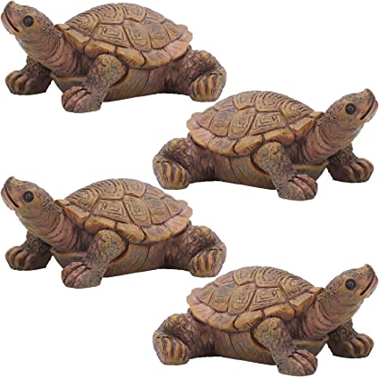 4 Pcs Mini Turtles Miniature Figurines Simulation Small Tortoise Ornaments Realistic Sea Turtles Resin Cute Beach Sea Turtles for Bonsai Craft Fairy Garden Succulent Planter Decorations