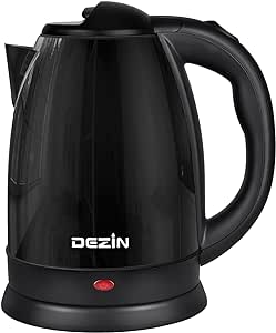 DEZIN Electric Kettle Upgraded, BPA Free 2L Stainless Steel Tea Kettle, Fast Boil Water Warmer with Auto Shut Off and Boil Dry Protection Tech for Coffee, Tea, Beverages, Black