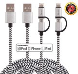Everdigi 3FT 2in1 Lightning and Micro USB Nylon Braided Charging Cord Data Cable for iPhone 6s6s66Plus55S5CiPadiPodSamsung GalaxyHTC2Pack