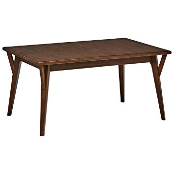 Rivet Federal Mid-Century Modern Medium Wood Dining Table, 60-82"W, Brown