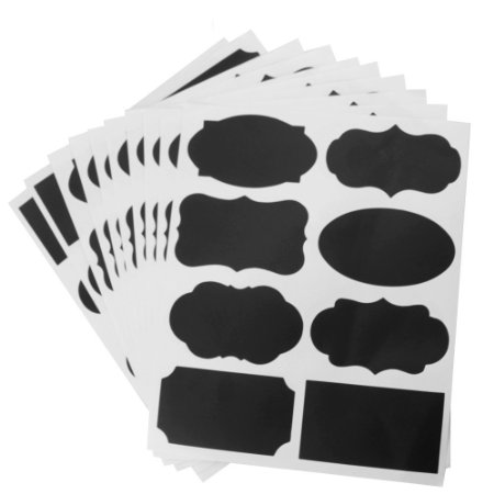 UNI-FAM Mason Jars Labels, 80 Chalkboard Stickers - Canisters Labels - Chalk Makers Erasable