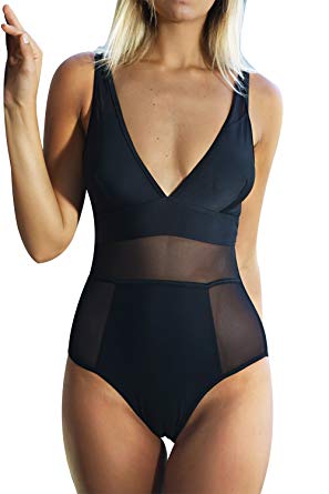 CUPSHE Women’s Sexy Mesh One-Piece Swimsuit Beach Swimwear Bathing Suit