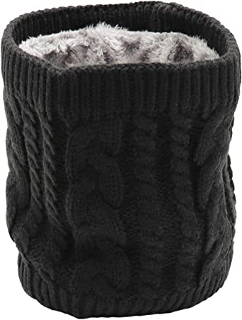 Winter Fleece Lined Knitted Neck Warmer Scarf, 2 or 1 Pack Neck Gaiter for Women Mens