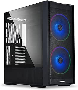 LIAN LI LANCOOL 206 ATX PC Case, RGB Gaming Computer Case, Airflow Optimized Mesh Panels Mid-Tower Chassis w/ 2x160mm ARGB PWM Fans Pre-Installed, USB Type-C Port, Tempered Glass Side Panel (Black)