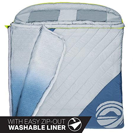 Wildhorn King Cove 30°F Premium Double Sleeping Bag. Massive 86"L X 72" W, Removable Washable Interior Liner, Double to Single Conversion.