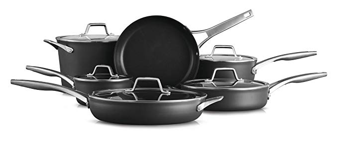 Calphalon 2029626 Premier Hard-Anodized Nonstick 11 Piece Cookware Set, Black