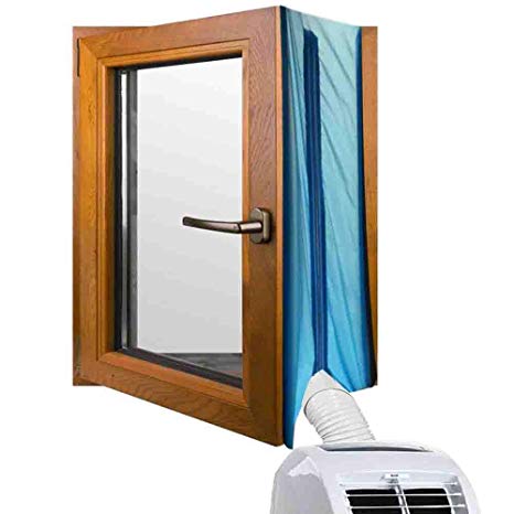 JOYOOO Airlock Window Seal for Portable Air Conditioner and Tumble Dryer Room Air Conditioning Casement Window Vent kit Hot Air Stop Air Exchange Guards with Zip and Adhesive Fastener (Blue, 400cm)