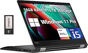 Lenovo ThinkPad L13 Yoga 2-in-1 13.3" FHD Touchscreen Laptop, Intel i5-1145G7, 16GB RAM, 1.16TB Storage(1TB SSD 160GB Docking Station Set), Fingerprint Reader, Backlit Keyboard, Win 11 Pro, Black